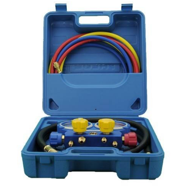 MC Maleta Manometro Analizador 4 Vias 80mm Aluminio + Visor R410A, R407C, R404A, R134A