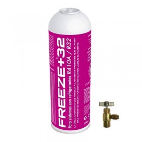 MC 1 Botella Gas Ecologico Refrigerante Freeze Organico +32 350Gr + Valvula Sustituto R32, R410A