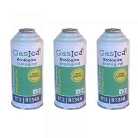 MC 3 Botellas Gas Ecologico Gasica D2 226g Sustituto R12, R134A Freeze Organico