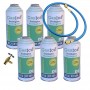 MC 6 Botellas Gas Ecologico Gasica D2 226g + Valvula + Manguera Sustituto R12, R134A Freeze Organico