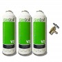 MC 3 Botellas Gas Ecologico Gasica V2 255Gr + Valvula Sustituto R22, R32, R407C, R410A Freeze Organico