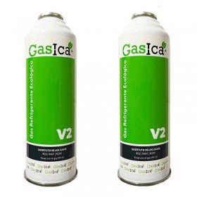 MC 2 Botellas Gas Ecologico Gasica V2 255Gr Sustituto R22, R32, R407C, R410A Freeze Organico