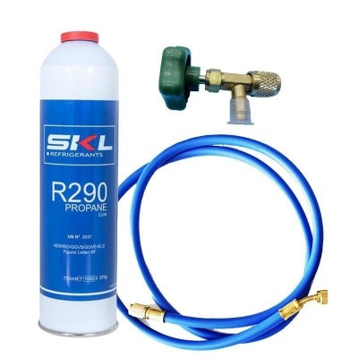 MC 1 Botella Gas Refrigerante R290 + Manguera + Valvula 370Gr Propano
