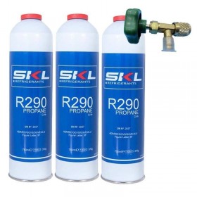 MC 3 Botellas Gas Refrigerante R290 + Valvula 370Gr Propano