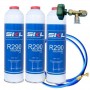 MC 3 Botellas Gas Refrigerante R290 + Manguera + Valvula 370Gr Propano