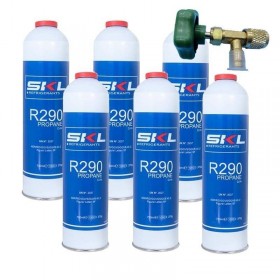 MC 6 Botellas Gas Refrigerante R290 + Valvula 370Gr Propano