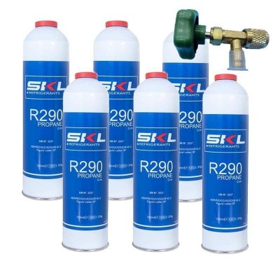 MC 6 Botellas Gas Refrigerante R290 + Valvula 370Gr Propano