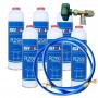 MC 6 Botellas Gas Refrigerante R290 + Manguera + Valvula 370Gr Propano