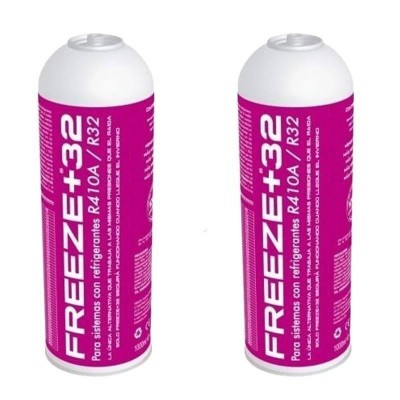 MC 2 Botellas Gas Ecologico Refrigerante Freeze Organico +32 350Gr Sustituto R32, R410A