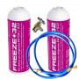MC 2 Botellas Gas Ecologico Refrigerante Freeze Organico +32 350Gr + Valvula + Manguera Sustituto R32, R410A