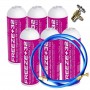 MC 6 Botellas Gas Ecologico Refrigerante Freeze Organico +32 350Gr + Valvula + Manguera Sustituto R32, R410A
