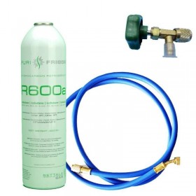 MC 1 Botella Gas Refrigerante R600 + Manguera + Valvula 420Gr Isobutano