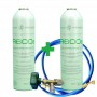 MC 2 Botellas Gas Refrigerante R600 + Manguera + Valvula 420Gr Isobutano
