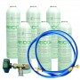 MC 6 Botellas Gas Refrigerante R600 + Manguera + Valvula 420Gr Isobutano