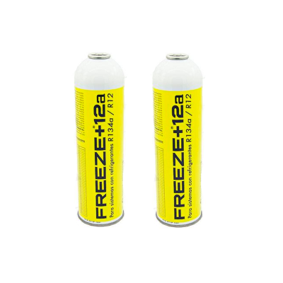 MC 2 Botellas Gas Ecologico Refrigerante Freeze +12a 420Gr Organico Sustituto R12, R134A