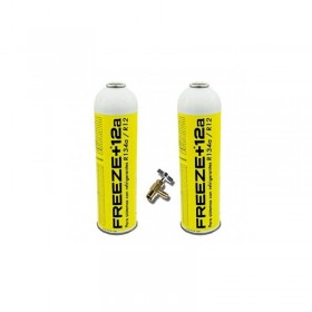 MC 2 Botellas Gas Ecologico Refrigerante Freeze +12a 420Gr + Valvula Organico Sustituto R12, R134A