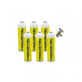 MC 6 Botellas Gas Ecologico Refrigerante Freeze +12a 420Gr + Valvula Organico Sustituto R12, R134A