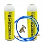 MC 2 Botellas Gas Ecologico Refrigerante Freeze +12a 420Gr + Valvula + Manguera Organico Sustituto R12, R134A