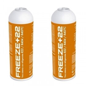 MC 2 Botellas Gas Ecologico Refrigerante Freeze +22 400Gr Organico Sustituto R22, R404, R407C