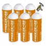 MC 6 Botellas Gas Ecologico Refrigerante Freeze +22 400Gr + Valvula Organico Sustituto R22, R404, R407C