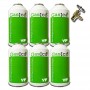 MC 6 Botellas Gas Ecologico Gasica YF 171gr + Valvula Sustituto R1234YF Freeze Organico