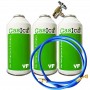 MC 3 Botellas Gas Ecologico Gasica YF 171gr + Valvula + Manguera Sustituto R1234YF Freeze Organico