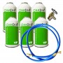 MC 6 Botellas Gas Ecologico Gasica YF 171gr + Valvula + Manguera Sustituto R1234YF Freeze Organico