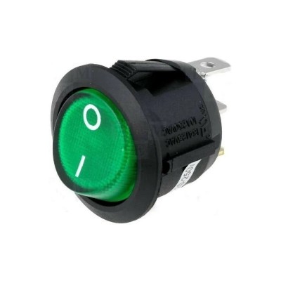 MC Interruptor Bipolar Luminoso Verde 20mm 6A 250V 4 Faston 1,8mm