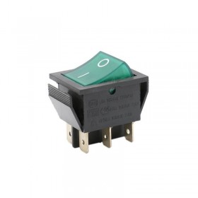 MC Interruptor Bipolar Luminoso Verde 25x31mm 6 faston Standard
