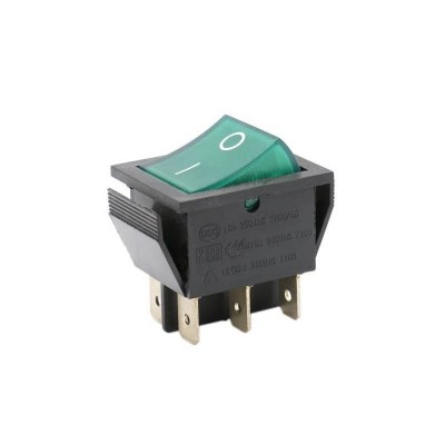 MC Interruptor Bipolar Luminoso Verde 25x31mm 6 faston Standard